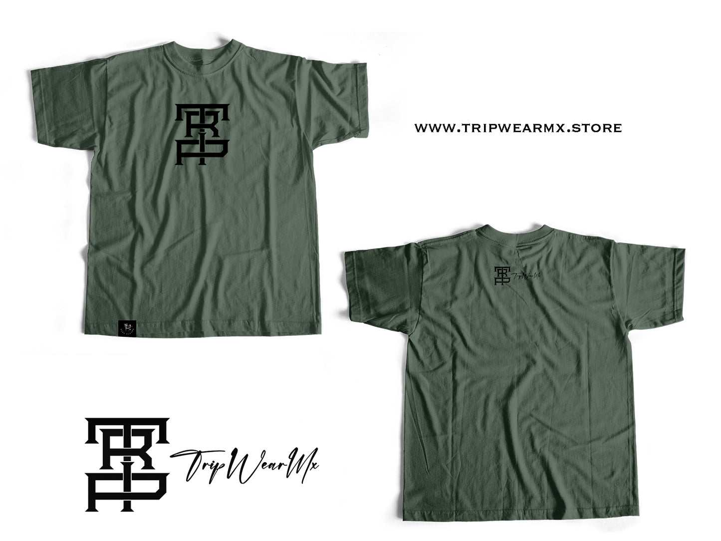 Monograma "TRIP" Front Army Green Tee.